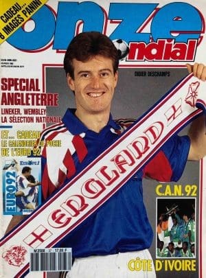 magazine de football vintage onze mondial février 1992 euro, équipe de france