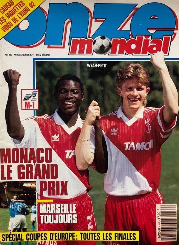 magazine de footbal vintage, onze mondial as monaco du mois de mai 1992