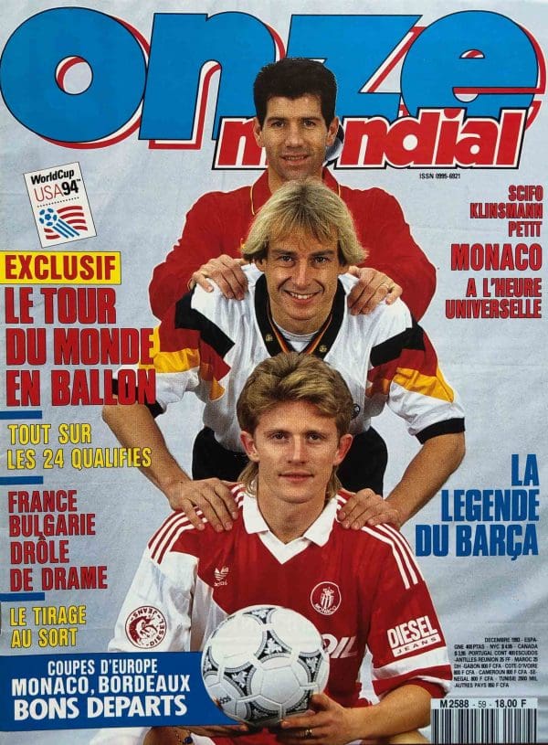 magazine vintage de football onze mondial décembre 93