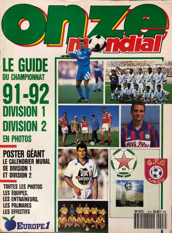 magazine de football vintage hors série 91-92 guide du championnat