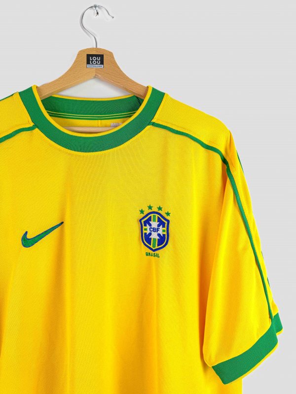 Maillot vintage Brésil 98 domicile – style classique porté par Ronaldo, Rivaldo et Cafu