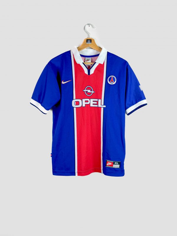Maillot de football PSG 1997-1998 domicile rétro pour fans et collectionneurs.