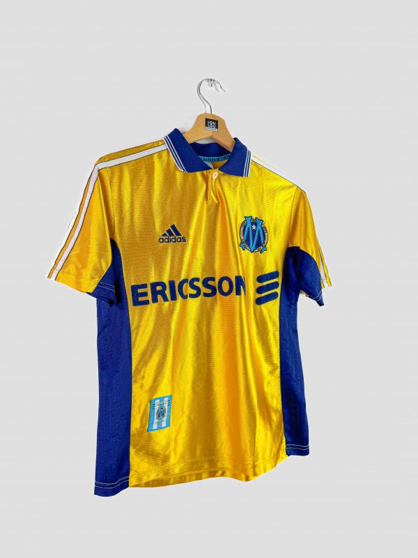 Maillot de football Adidas OM saison 98-99, modèle vintage sponsorisé par Ericsson.