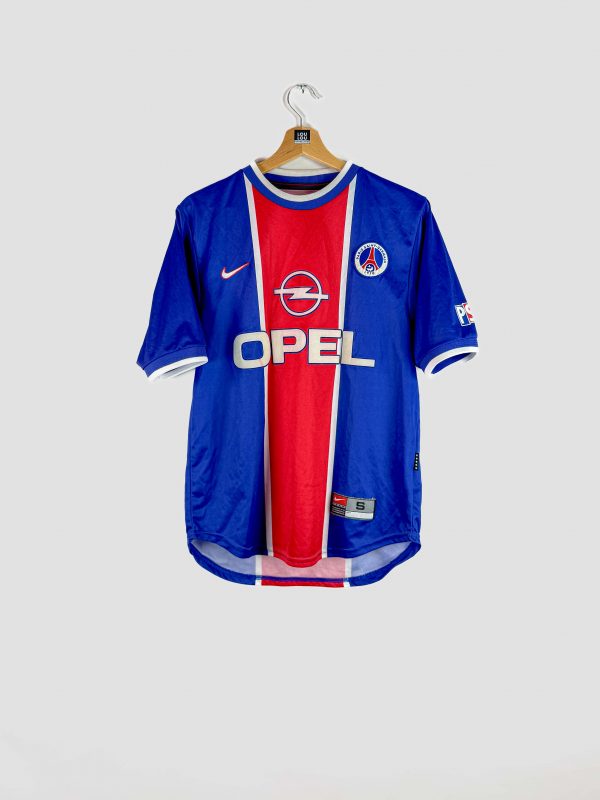Maillot vintage Paris Saint-Germain 1999-2000 domicile, bleu à bande rouge Opel