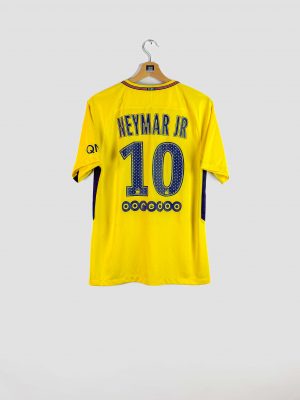 Maillot jaune du PSG saison 2017-2018 floqué Neymar, version extérieure.