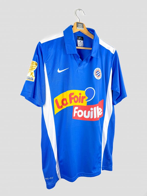 Maillot de football rétro bleu du MHSC 2010/2011 (face avant avec sponsor visible)